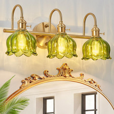 Bathroom Light Fixtures Over Mirror,3-Light Brushed 3-Light, Green