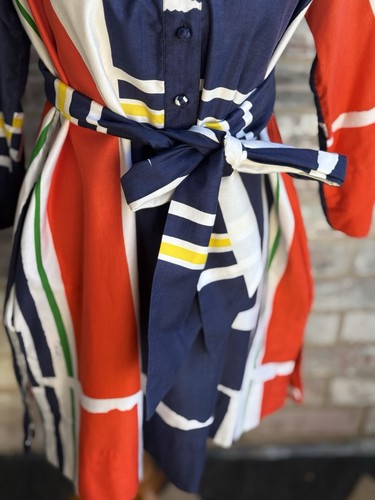 Vintage 1970s Catherine Ogust Mondrain Cotton Shift Shirt Dress Medium Penthouse - Bild 3 von 9