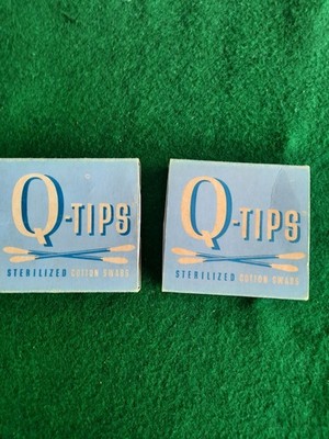 Vintage 1950 s Q-Tips Boxes - 54 Count Size - Lot of 2 - EMPTY