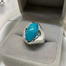Men's Turquoise Feroza Ring 925 Silver Handmade Jewelry Natural Stone Gift