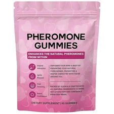 Pheromone  60 Gummies Natural Formulation L-Arginine/Slippery Elm/Vitamin E/Beet