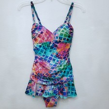 Profile by Gottex Tutti Frutti Bandeau Ruffle Hem Swimsuit Swimdress - Size 6