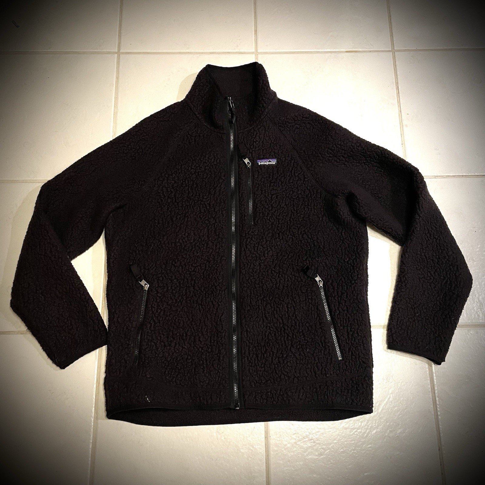 Patagonia Retro Pile Jacket Men’s Large Black Fleece Full Zip Outdoors Hiking