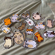 Embroidered Cat Sew-On Patches Mixed Lot - Assorted Designs for Bags Crafts