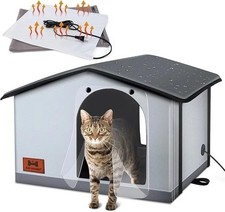 Heated Cat House for outside Cats in Winter, Extremely Waterproof, Fully Insulat