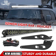 For 07-13 14 Toyota FJ Cruiser 52" LED Light Bar Combo+ Roof Mount Bracket+ Wire