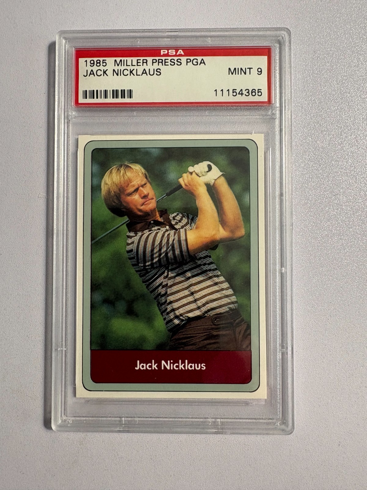 1985 Miller Press (by Donruss) Jack Nicklaus Masters Golf PSA 9 Mint view 4