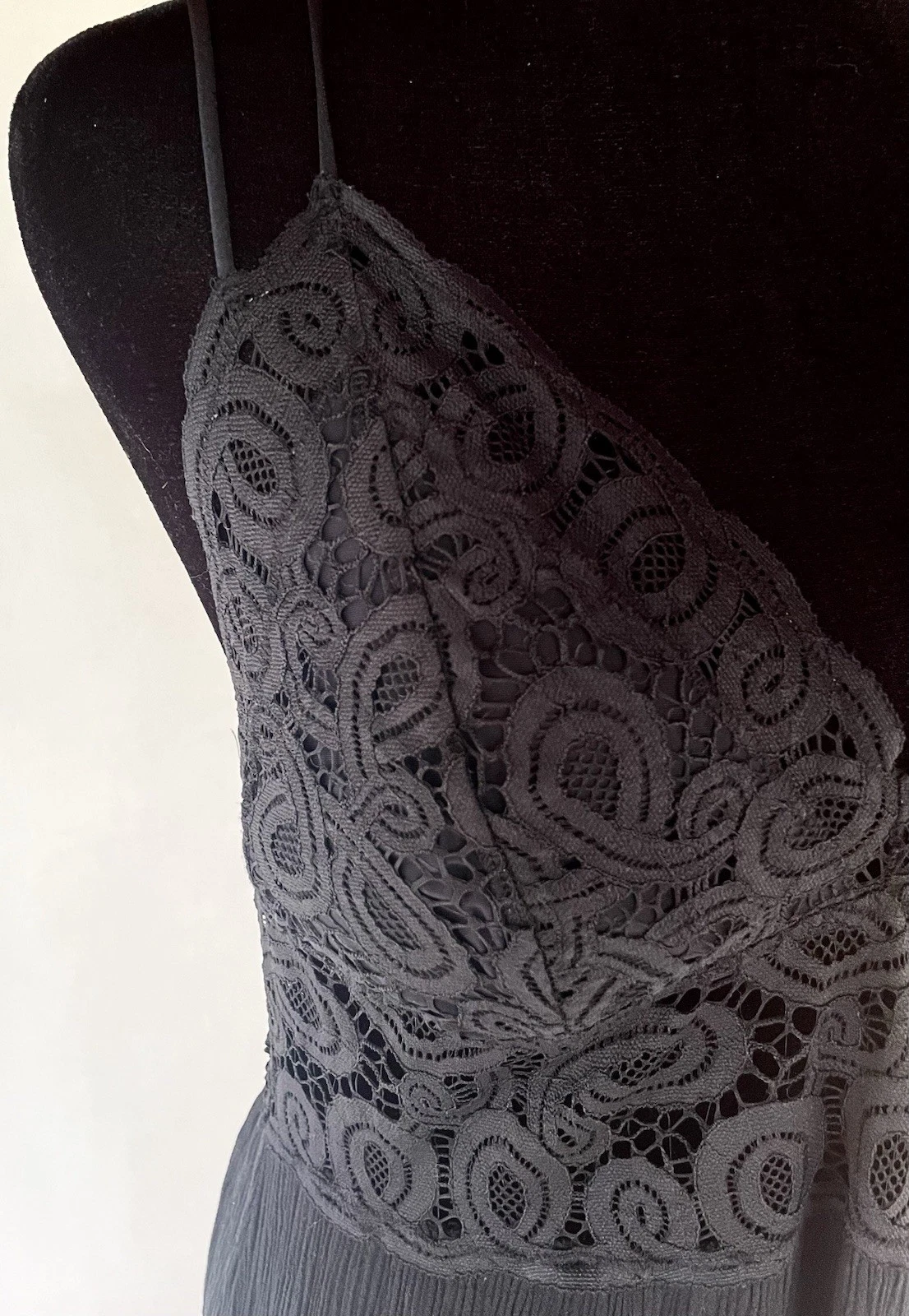 UNDERCOVER VICTORIA’S SECRET ROSA mini abito nero pizzo ricamato taglia L fata capricciosa