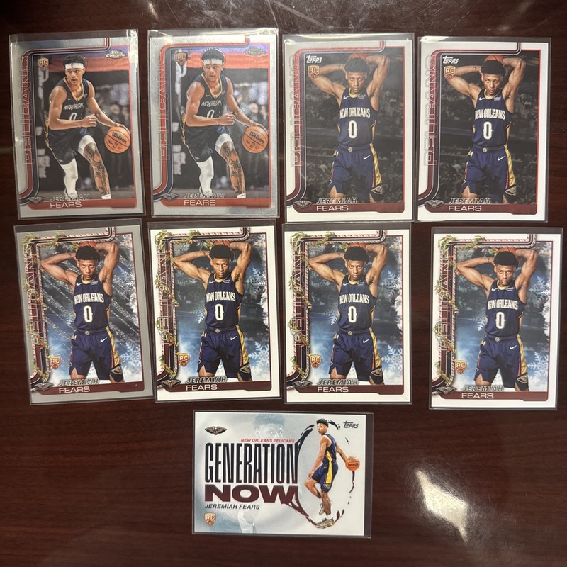 Topps Jeremiah Fears Pelicans Rookie 9 Card Lot Chrome Flagship and Holiday  