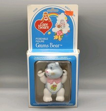 Vtg 1984 Care Bears GRAMS BEAR Poseable Figure Kenner #61220 in Box 3.5" Tall