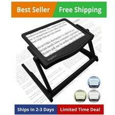 Patented 5X Large LED Page Magnifier with Detachable Stand  Eye Caring 3 Col...