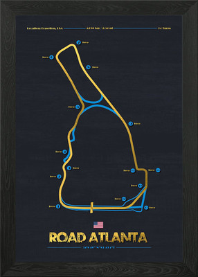 Straße Atlanta Rennstrecke Karte gerahmtes Wandbild Poster Leinwanddruck Bild