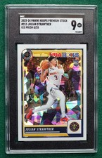 Julian Strawther rookie card SGC 9 Mint 2023 White Ice Prizms Nuggets RC SSP /25. rookie card picture