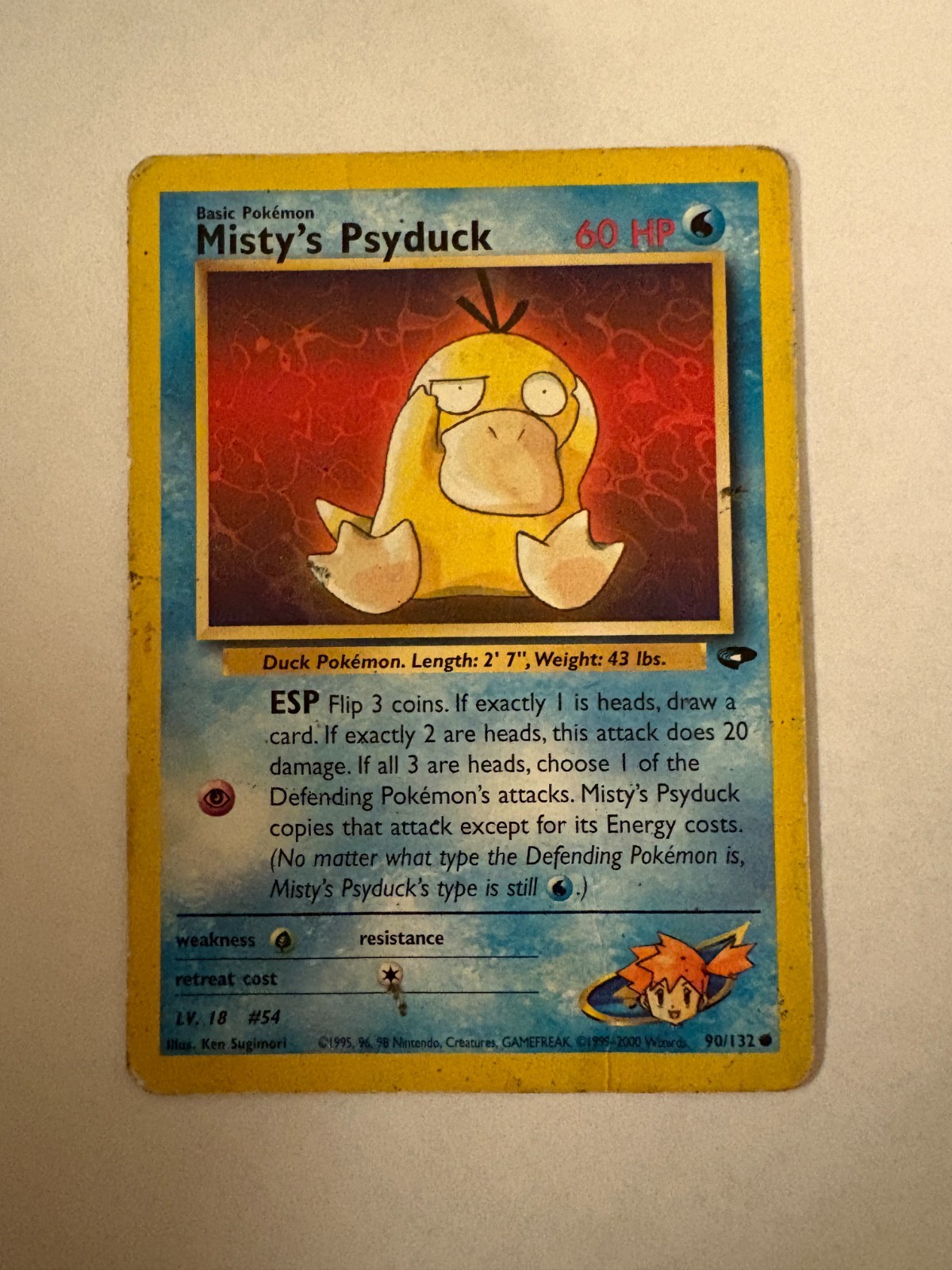 Pokemon Misty's Psyduck 90/132 Gym Challenge Regular Damaged
