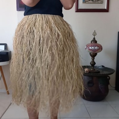 Adjustable Raffia Skirt with Waist Belt for Hula, Tahitian and