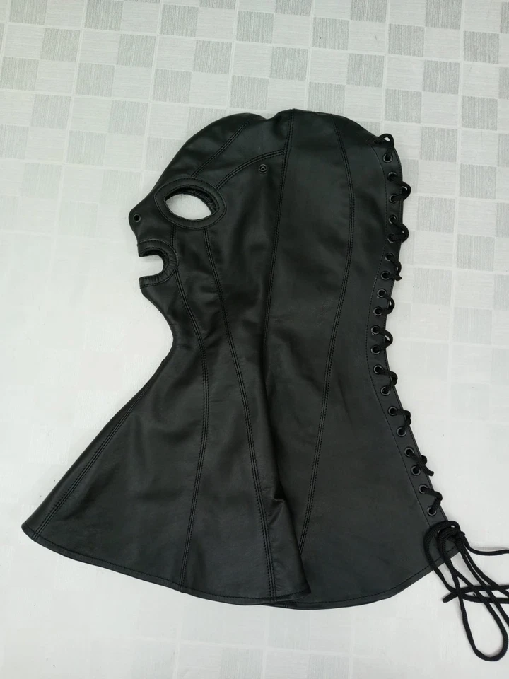 Máscara de Monja de Cuero Genuino Unisex Disfraz de Halloween Máscara Cabeza Completa Foto 4 de 4