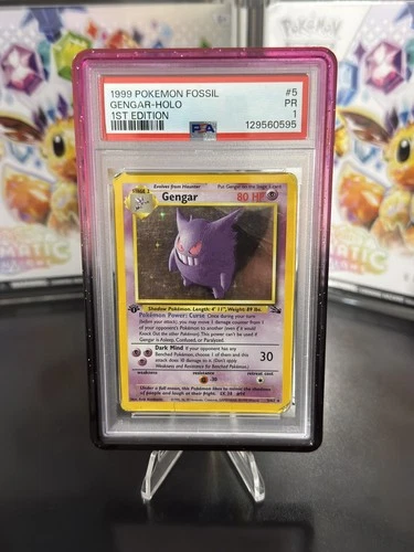 PSA 1 PR 1ST EDITION 1999 Pokemon Fossil Gengar Holo 5/62 Holo Foil WOTC + Guard