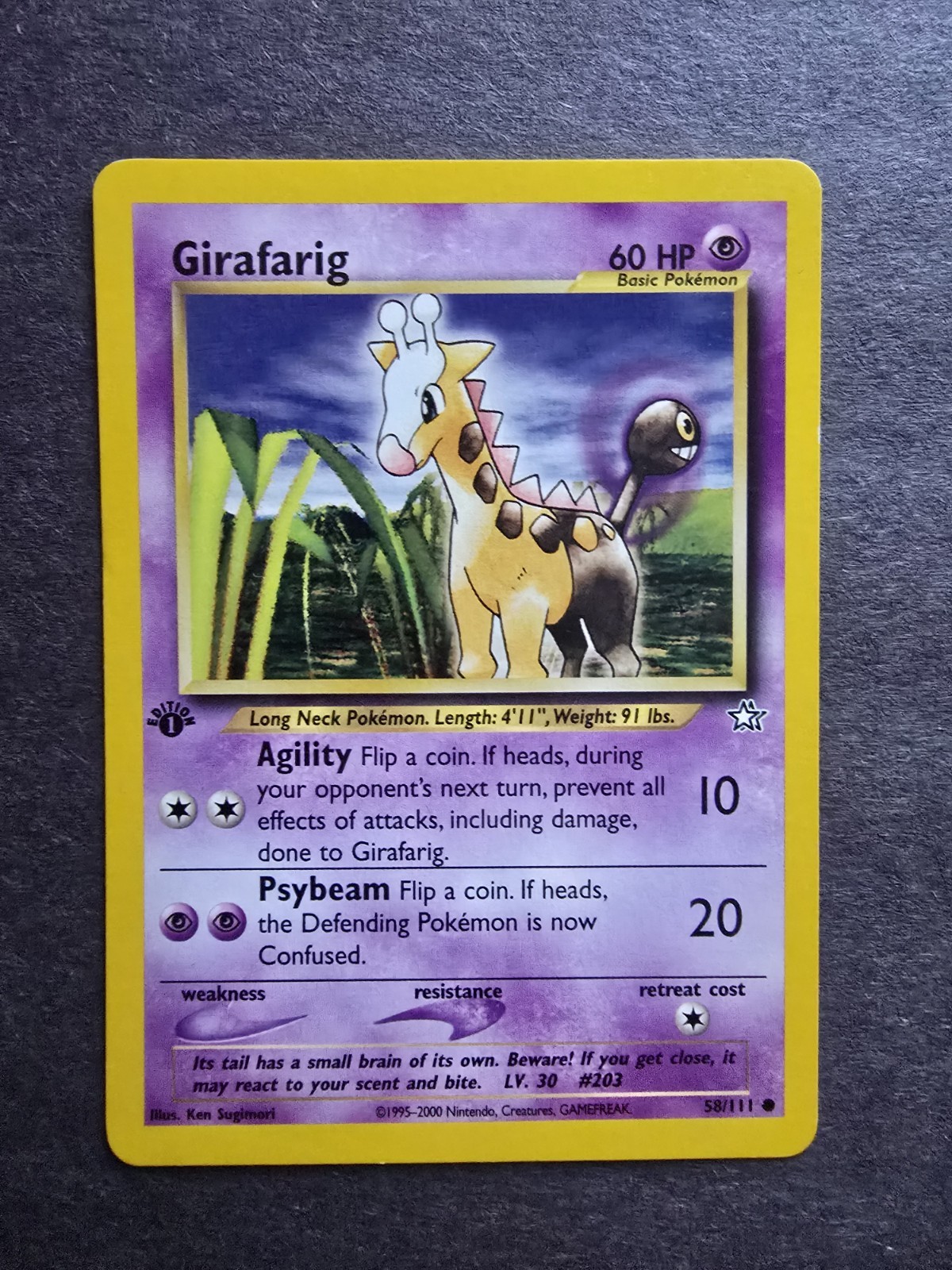 Pokemon Girafarig 1st Edition Neo Genesis Card 66/105 Lp Condition