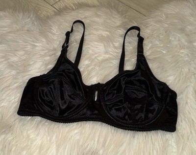 Jolie Second Skin Satin Bra Unlined Underwire Womens 34C Black