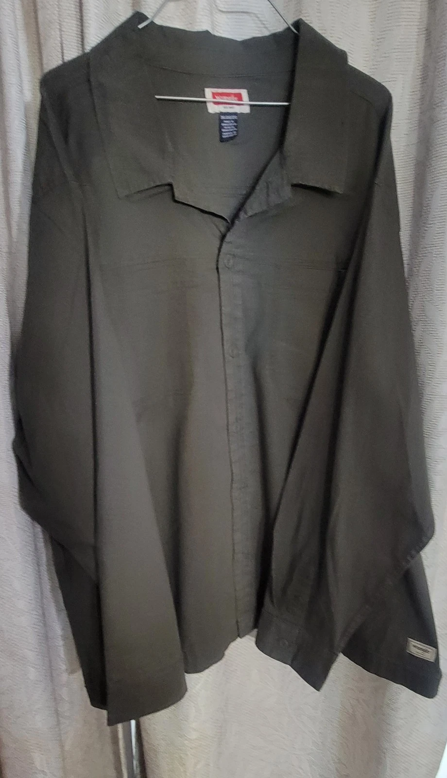 Wrangler Outdoor Shirt Mens 3XL Green Button Front Long Sleeve Workwear
