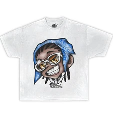 HOOD AURA Boxy Vintage Shirt Graphic Tee Streetwear Y2K