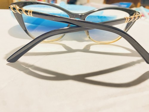 NEW! Zenni Black To Gold Ombre Cat Eye +1.50 Fashion Reading Glasses - Picture 4 of 15