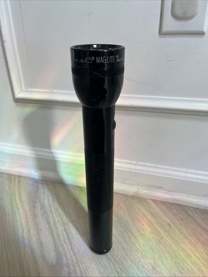Vintage 12¼'' MAG-LITE 3-D Cell Black Aluminum Panther Logo Flashlight 1991-1992