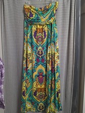 Forever 21 Strapless Babydoll Maxi Dress Womens Large Boho Smocked