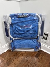 Tommy Bahama Classic Lay Flat Folding Blue Striped Beach Chair