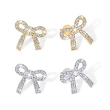 Christmas Bow Earrings for Women Red Dangling Earring for Holiday Gift Rhineston