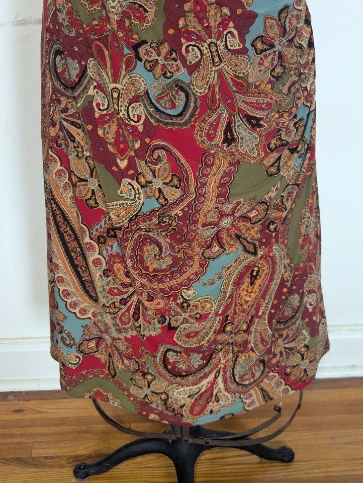 Lauren Ralph Lauren Paisley Surplice Dress Size XL Ruching Old Money Heritage - Image 3 of 4