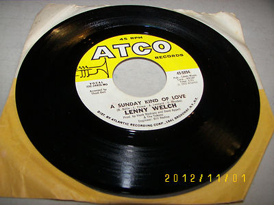 Lenny Welch A Sunday Kind Of Love / Wish You Could Know Me 45 EX 45-6894 1972