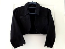 Jane Norman Cropped Black Embellished Jacket Size 14 Bnnt