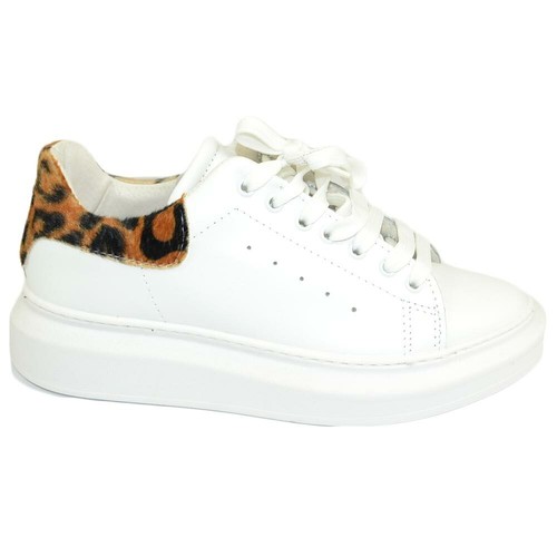 Sneakers donna bassa in vera pelle vitello bianco e fortino maculato con  fondo b | eBay