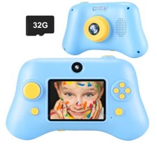 Kids Digital 1080p Selfie Camera/Recorder - for Boys Ages 3-12 w/32GB SD Blue 