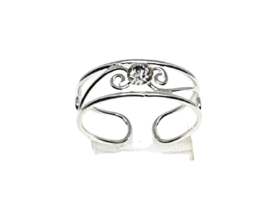 Anello donna in argento 925 da falange con strass bianco centrale anellino per - Immagine 2 di 4