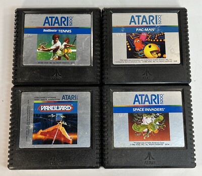 Atari 5200 Lot Of 4 Games Vanguard Pac-Man Tennis & Space Invaders Tested Work