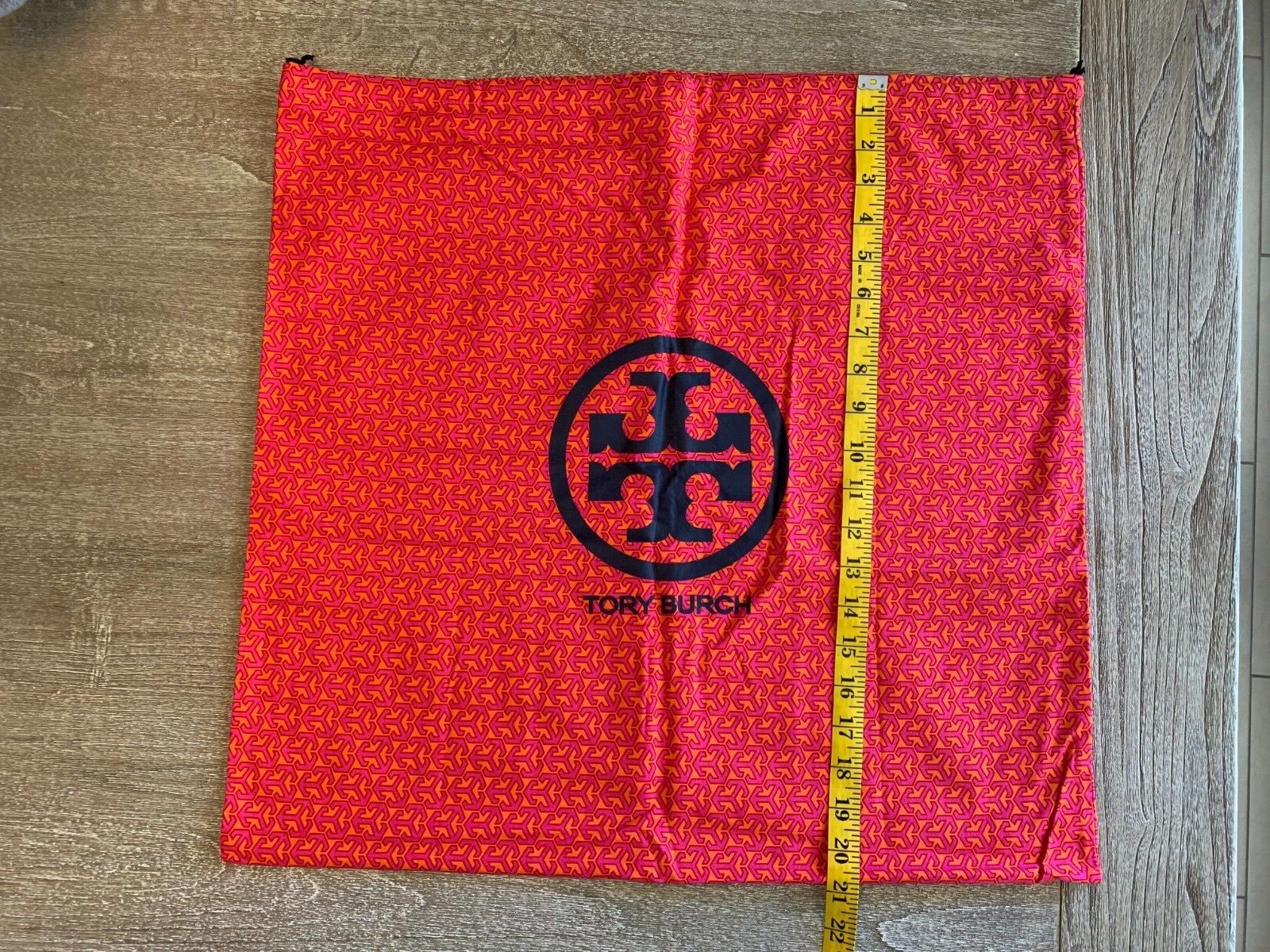 Tory Burch Fabric Dust Bag Drawstring Orange Pink Cloth Travel Storage