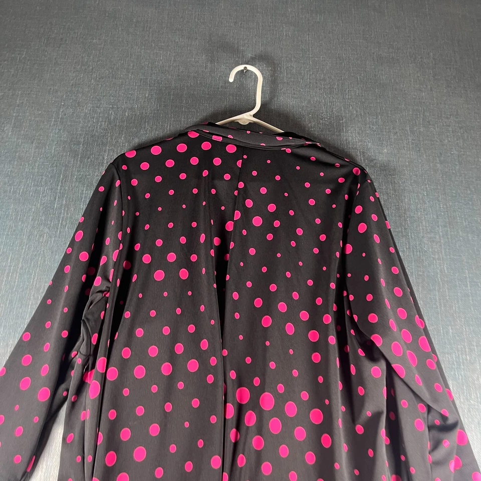 Blusa Top Mujer John Paul Richard Talla 1X Negra Rosa Lunares Botón Frontal Foto 4 de 4