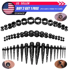 14-50PCS Ear Stretching Kit Acrylic Taper Plug and Silicone Flesh Tunnle 14G-00G