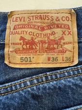 Levi's Vintage Jeans Mens 36x36 Fits 34x33 Blue 501XX Straight No Flaws