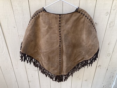 Vintage Suede Poncho Unisex Inside Fur Lining 1970
