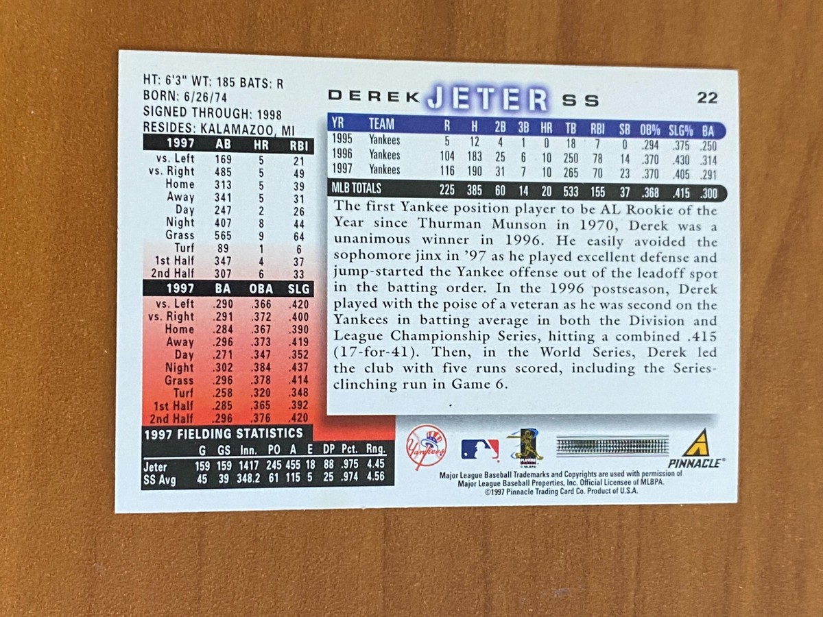 ⚾ 1998 Score Baseball Base Card #22 Derek JETER ⚾ | eBay