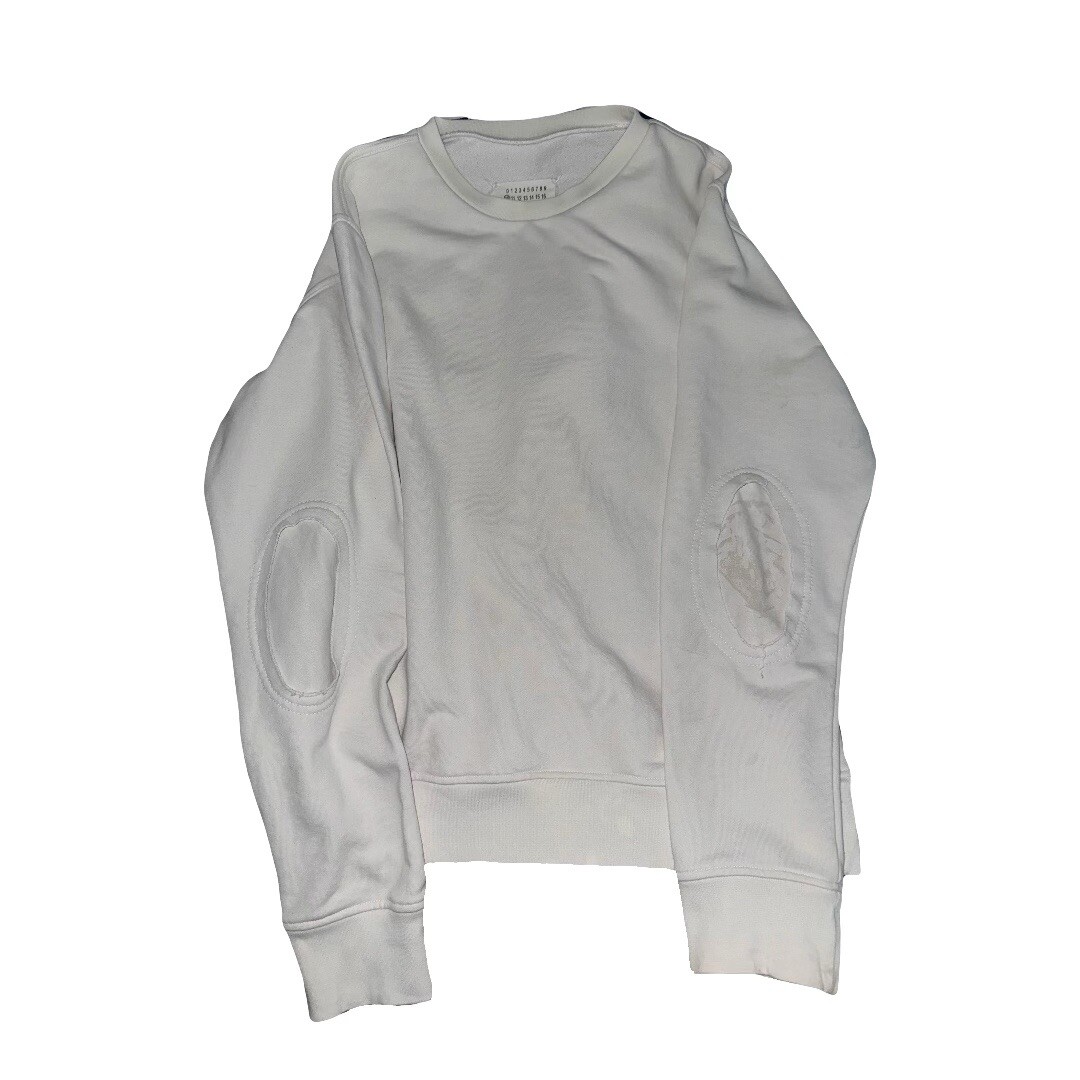 Maison Margiela Sweatshirt In White With Elbow Patches, Size