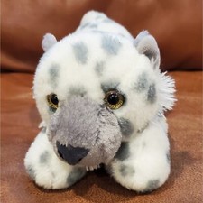 11 inch Gray White Aurora Spotted Leopard Stuffed Animal Plush Toy