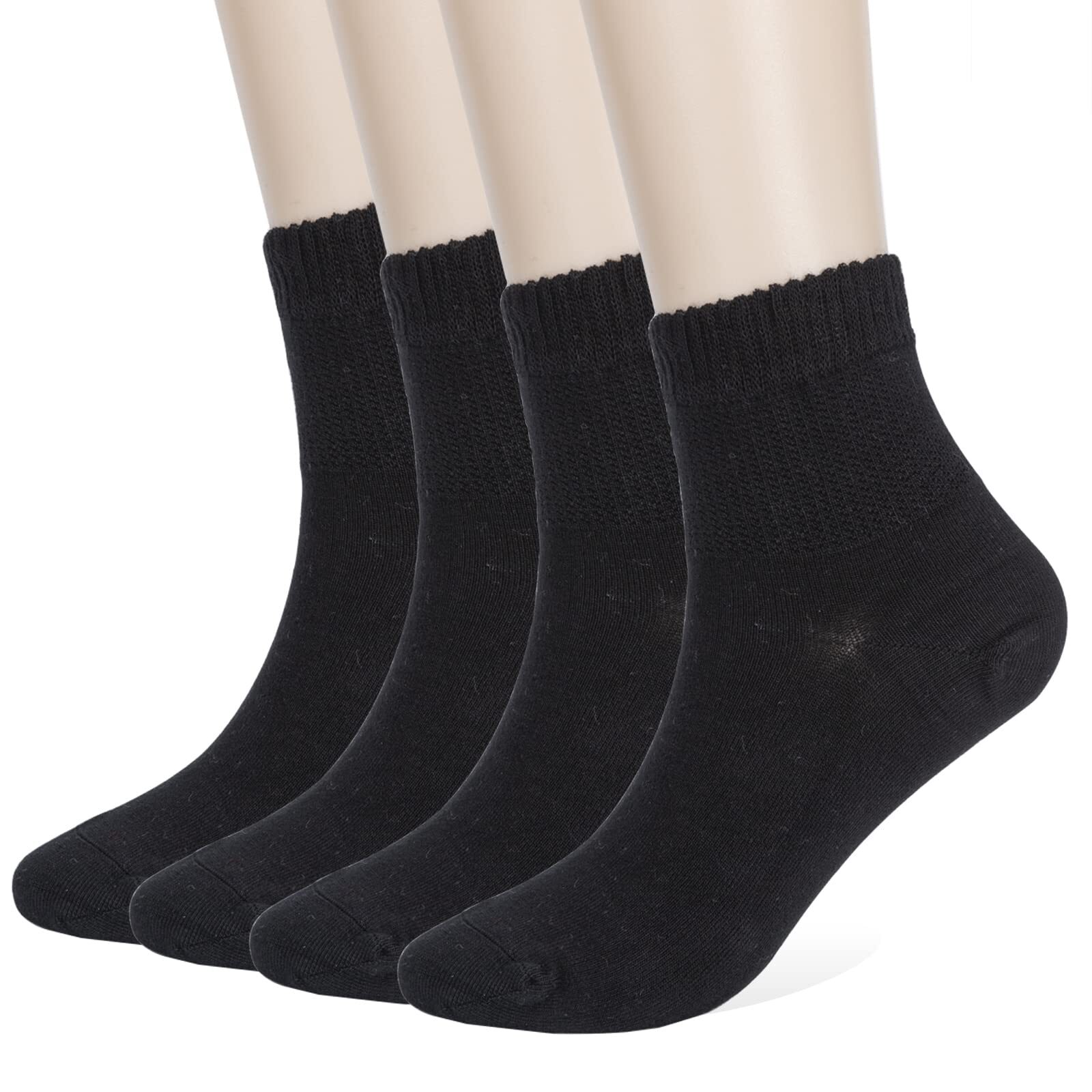 Non-Binding Diabetic Ankle Socks for Men & Women 4 Pairs Ankle Loose Fit Circ...