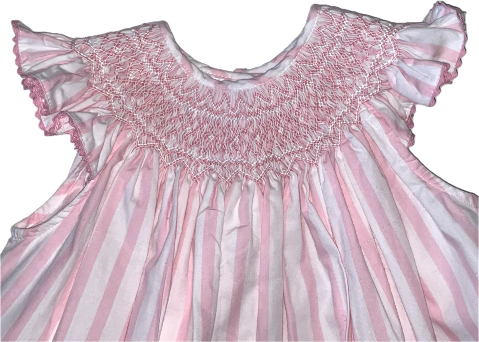 ROYAL CHILD Branco Rosa Listrado Bordado Bordado Inicial RSG Bebê Menina Tamanho 24 M - Imagem 2 de 4