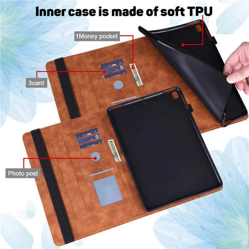 Funda tipo billetera de cuero con soporte para tablet Samsung Galaxy Tab A9+ A7 A8 S6 S9 FE Foto 3 de 4