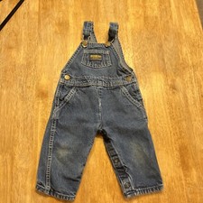 Vintage Baby Oshkosh B'gosh Vestbak Denim Overalls sz 12M Blue Jean Made In USA