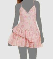 $325 Loveshackfancy Women's Pink 'Marion' Spaghetti Strap Mini Dress Size 2